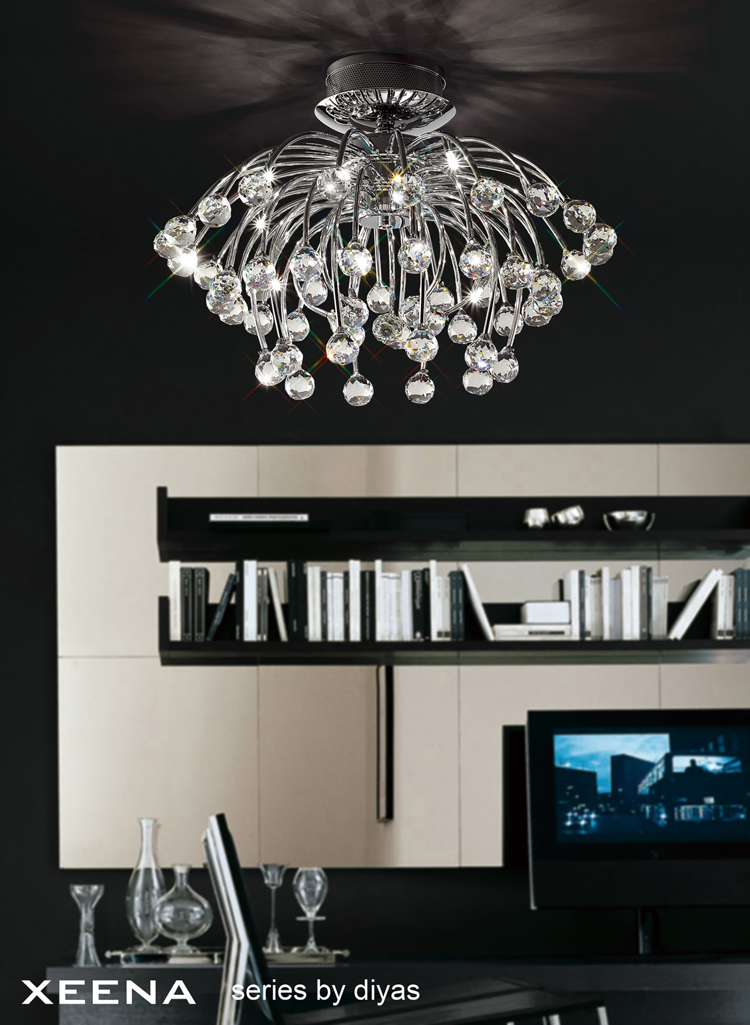Xeena Crystal Wall Lights Diyas Flush Crystal Wall Lights